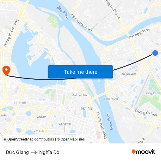 Đức Giang to Nghĩa Đô map