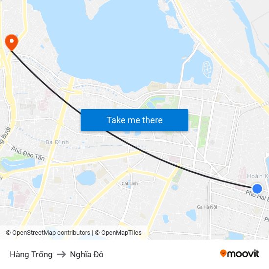 Hàng Trống to Nghĩa Đô map