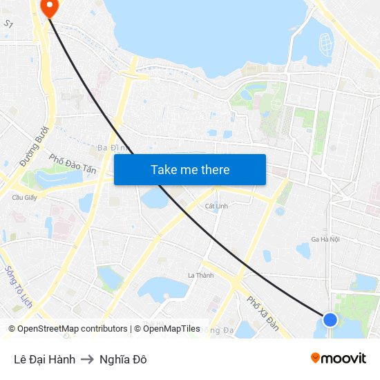 Lê Đại Hành to Nghĩa Đô map