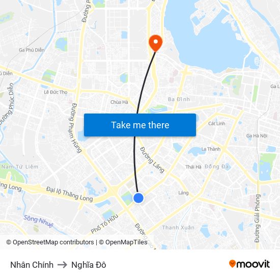 Nhân Chính to Nghĩa Đô map