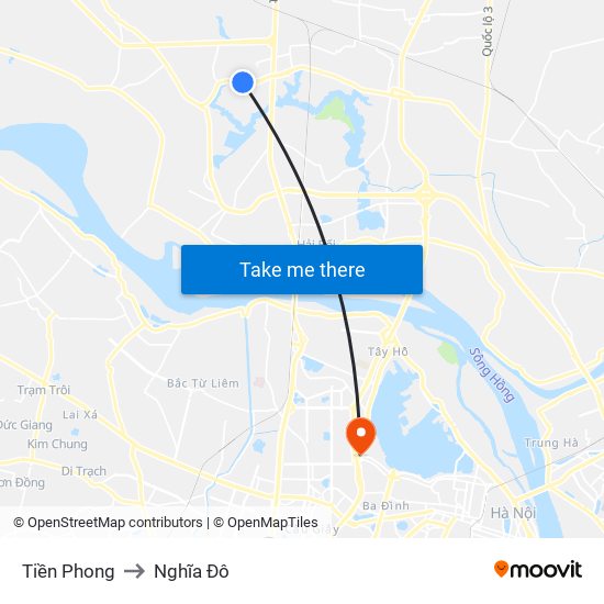 Tiền Phong to Nghĩa Đô map