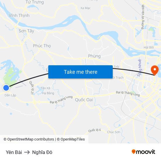 Yên Bài to Nghĩa Đô map