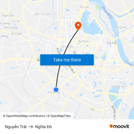 Nguyễn Trãi to Nghĩa Đô map