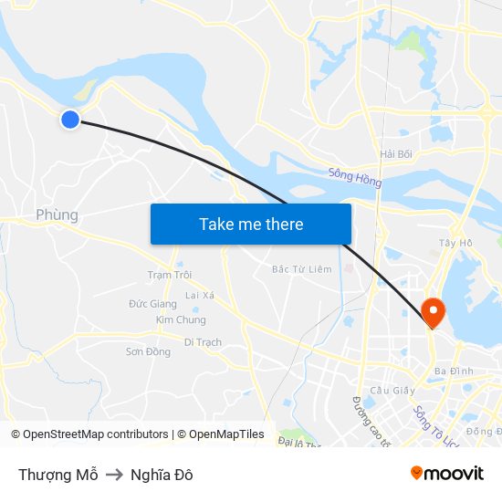 Thượng Mỗ to Nghĩa Đô map