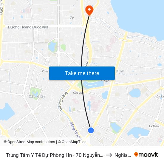 Trung Tâm Y Tế Dự Phòng Hn - 70 Nguyễn Chí Thanh to Nghĩa Đô map