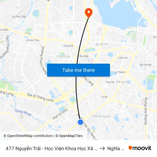 477 Nguyễn Trãi - Học Viện Khoa Học Xã Hội to Nghĩa Đô map