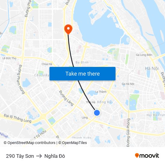 290 Tây Sơn to Nghĩa Đô map