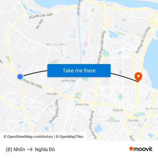 (B) Nhổn to Nghĩa Đô map