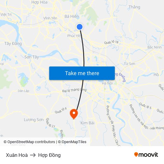 Xuân Hoà to Hợp Đồng map