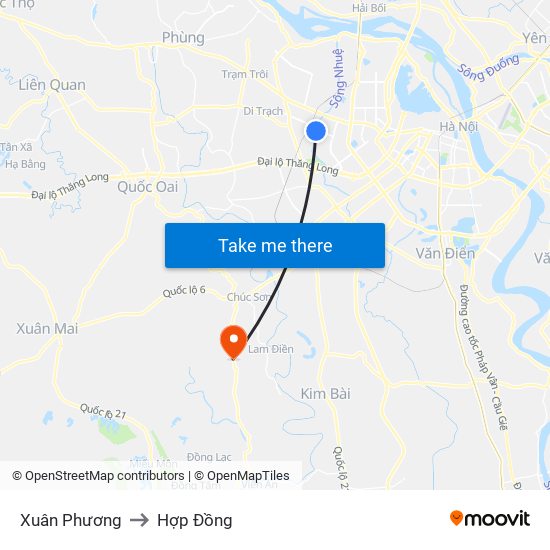 Xuân Phương to Hợp Đồng map