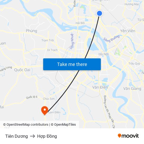 Tiên Dương to Hợp Đồng map