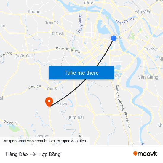 Hàng Đào to Hợp Đồng map