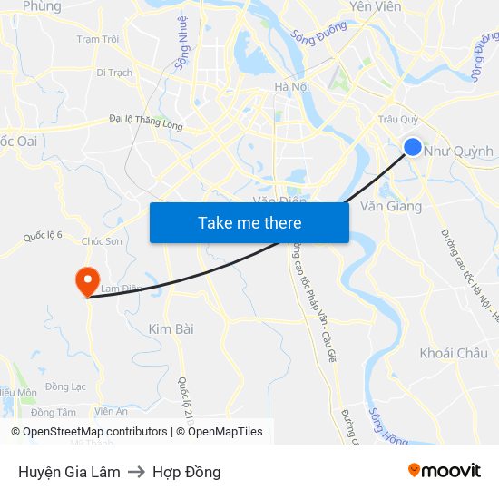 Huyện Gia Lâm to Hợp Đồng map