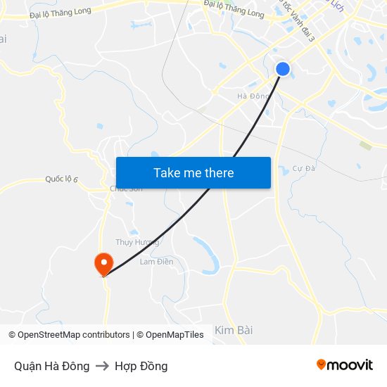 Quận Hà Đông to Hợp Đồng map