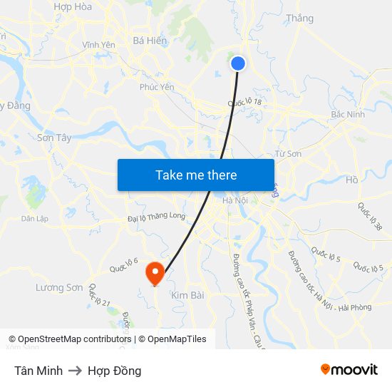 Tân Minh to Hợp Đồng map