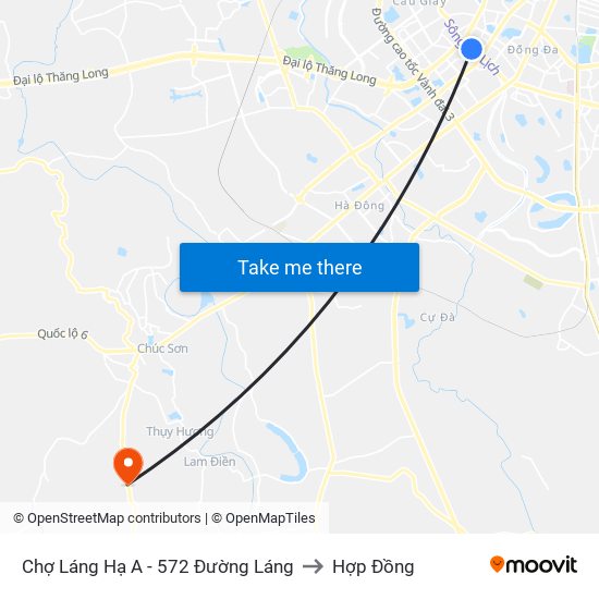 Chợ Láng Hạ A - 572 Đường Láng to Hợp Đồng map