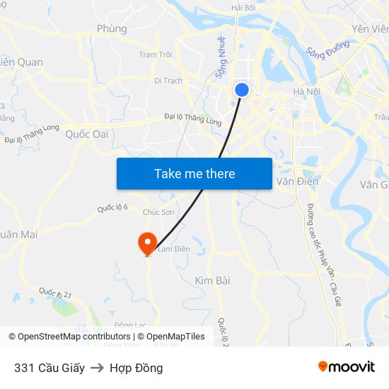 331 Cầu Giấy to Hợp Đồng map