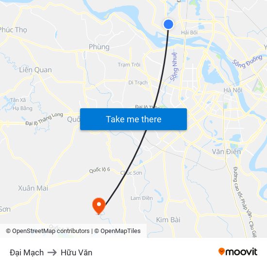 Đại Mạch to Hữu Văn map