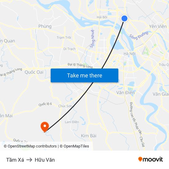Tầm Xá to Hữu Văn map