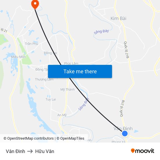 Vân Đình to Hữu Văn map