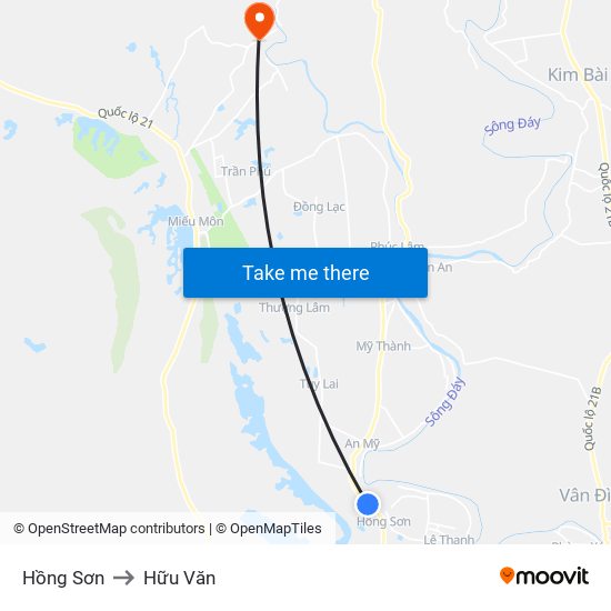 Hồng Sơn to Hữu Văn map