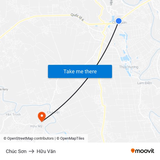 Chúc Sơn to Hữu Văn map