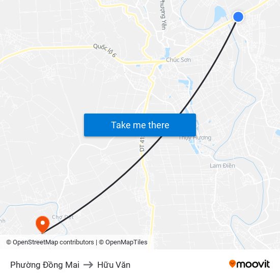 Phường Đồng Mai to Hữu Văn map
