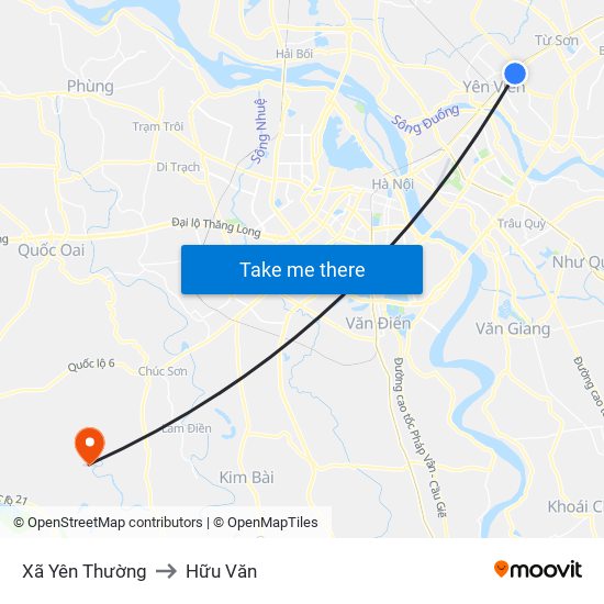 Xã Yên Thường to Hữu Văn map