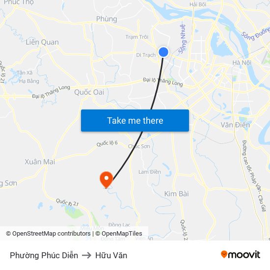 Phường Phúc Diễn to Hữu Văn map