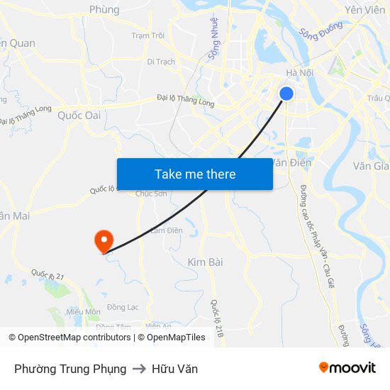Phường Trung Phụng to Hữu Văn map