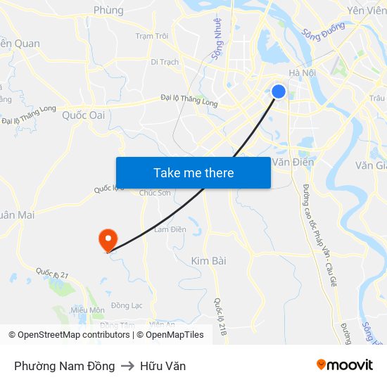 Phường Nam Đồng to Hữu Văn map