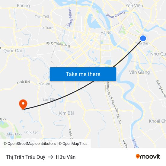 Thị Trấn Trâu Quỳ to Hữu Văn map