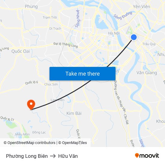 Phường Long Biên to Hữu Văn map