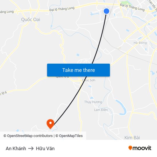 An Khánh to Hữu Văn map