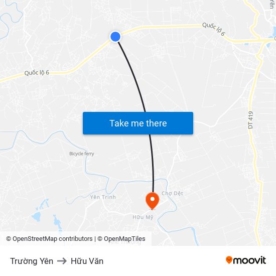 Trường Yên to Hữu Văn map