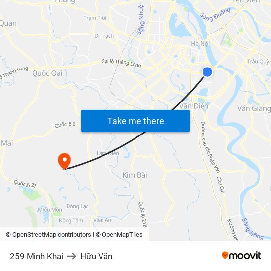 259 Minh Khai to Hữu Văn map