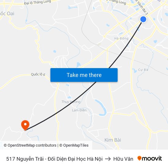 517 Nguyễn Trãi - Đối Diện Đại Học Hà Nội to Hữu Văn map