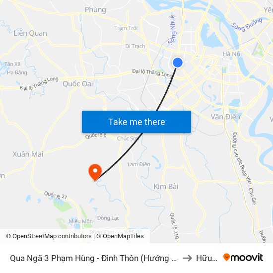 Qua Ngã 3 Phạm Hùng - Đình Thôn (Hướng Đi Phạm Văn Đồng) to Hữu Văn map