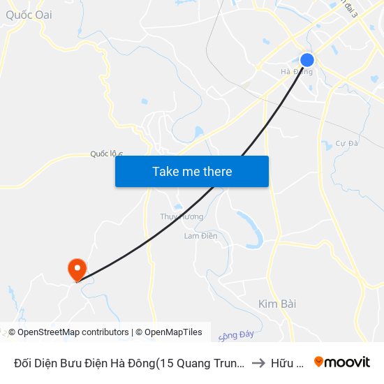 Đối Diện Bưu Điện Hà Đông(15 Quang Trung Hà Đông) to Hữu Văn map