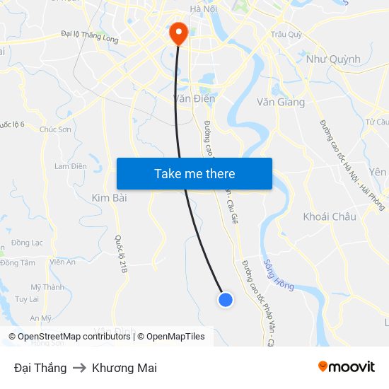 Đại Thắng to Khương Mai map