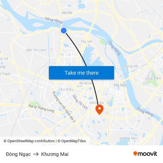 Đông Ngạc to Khương Mai map