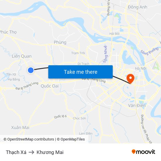 Thạch Xá to Khương Mai map