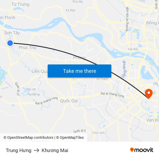 Trung Hưng to Khương Mai map