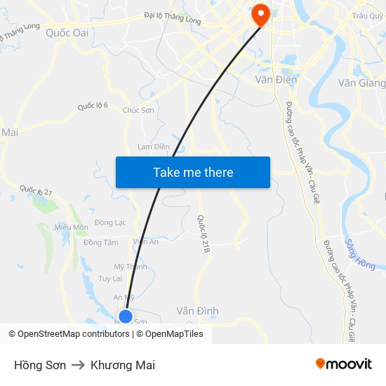 Hồng Sơn to Khương Mai map