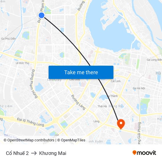 Cổ Nhuế 2 to Khương Mai map
