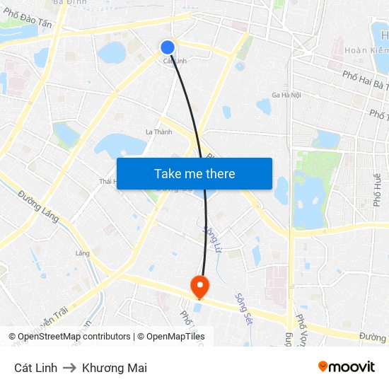Cát Linh to Khương Mai map