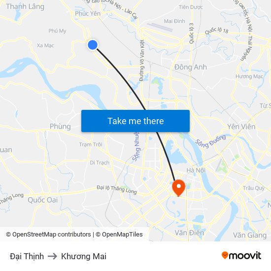 Đại Thịnh to Khương Mai map