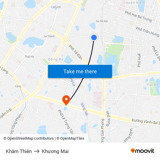 Khâm Thiên to Khương Mai map