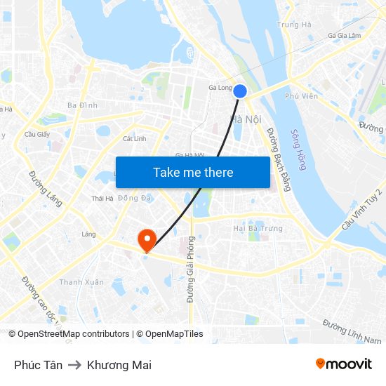 Phúc Tân to Khương Mai map