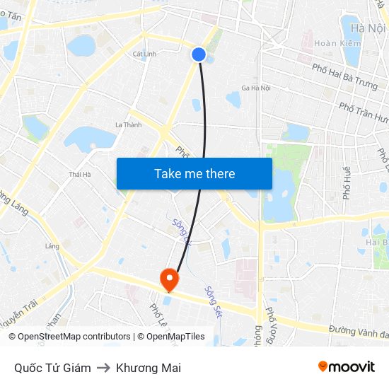 Quốc Tử Giám to Khương Mai map